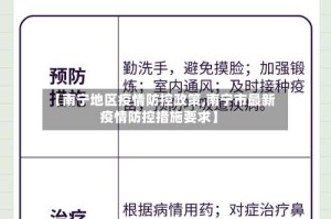 【南宁地区疫情防控政策,南宁市最新疫情防控措施要求】